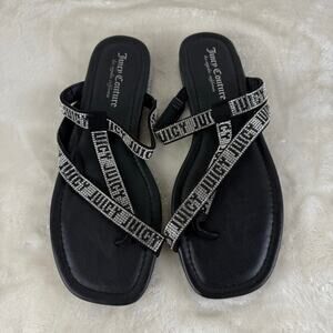 Juicy Couture Zayda Rhinestone Mule Sandals Women's Size 10 Black